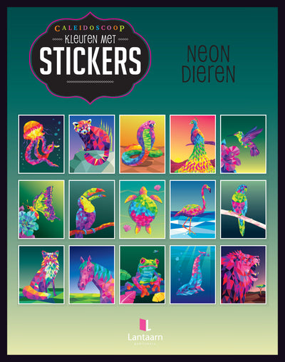 Lantaarn Publishers Kinderboeken Kleuren met stickers - Neon dieren woonaccessoires homedecoratie