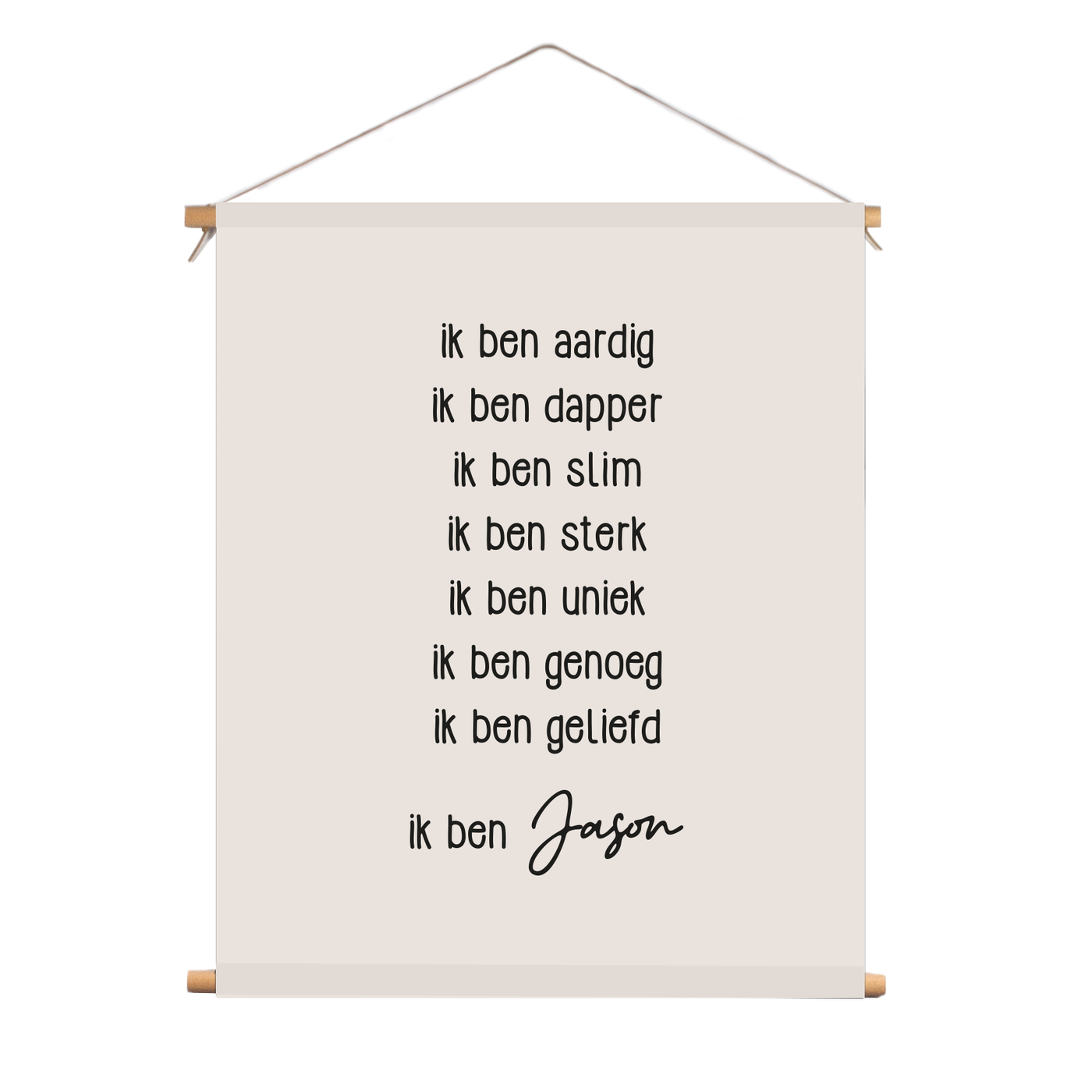 Label2X textielposter Affirmatie textielposter beige woonaccessoires homedecoratie