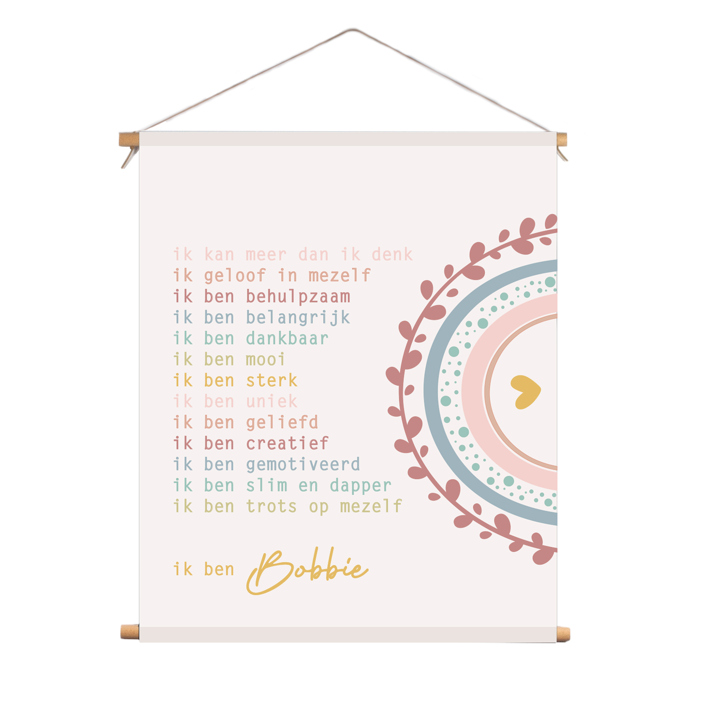 Label2X textielposter Affirmatie textielposter regenboog woonaccessoires homedecoratie