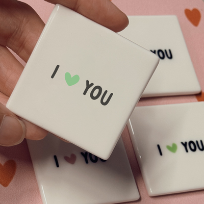 Label2X B.V. Mini tegeltje magneet i love you groen hartje Mini tegeltje magneet i love you groen hartje woonaccessoires homedecoratie