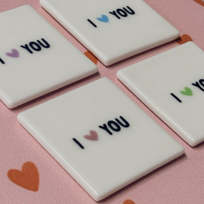 Label2X B.V. Mini tegeltje magneet i love you paars hartje Mini tegeltje magneet i love you paars hartje woonaccessoires homedecoratie