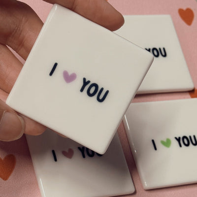 Label2X B.V. Mini tegeltje magneet i love you paars hartje Mini tegeltje magneet i love you paars hartje woonaccessoires homedecoratie