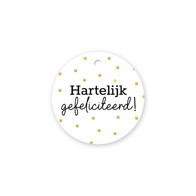 Label2X Kaarten Cadeaulabel gefeliciteerd stipjes Cadeaulabel gefeliciteerd stipjes woonaccessoires homedecoratie