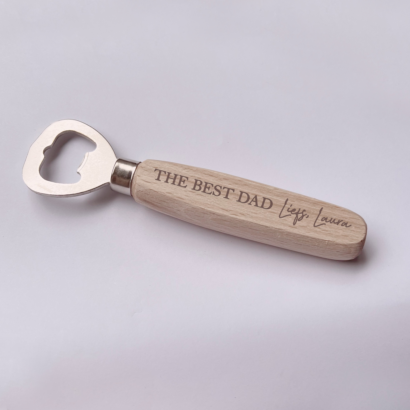 Label2X Hout Flesopener the best dad met namen woonaccessoires homedecoratie