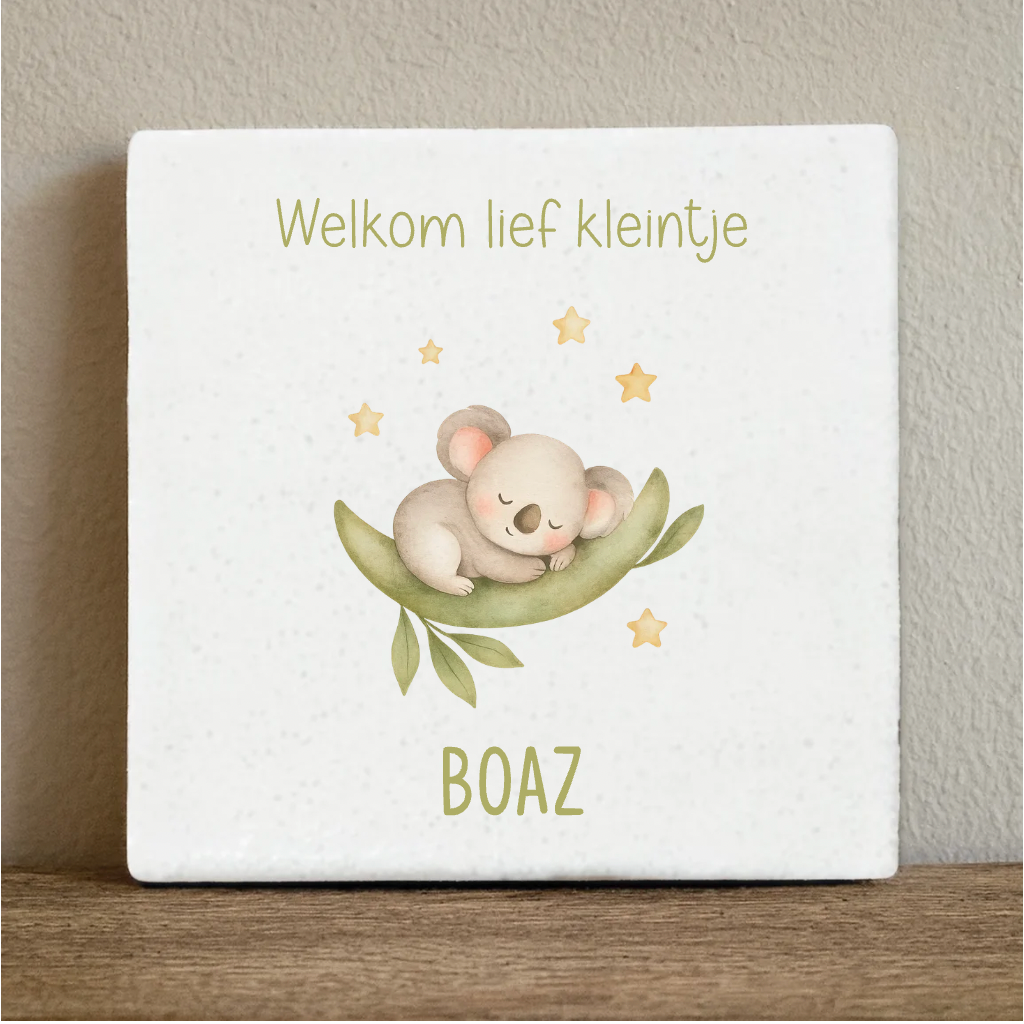 Label2X Geboortetegeltje koala Geboortetegeltje koala woonaccessoires homedecoratie