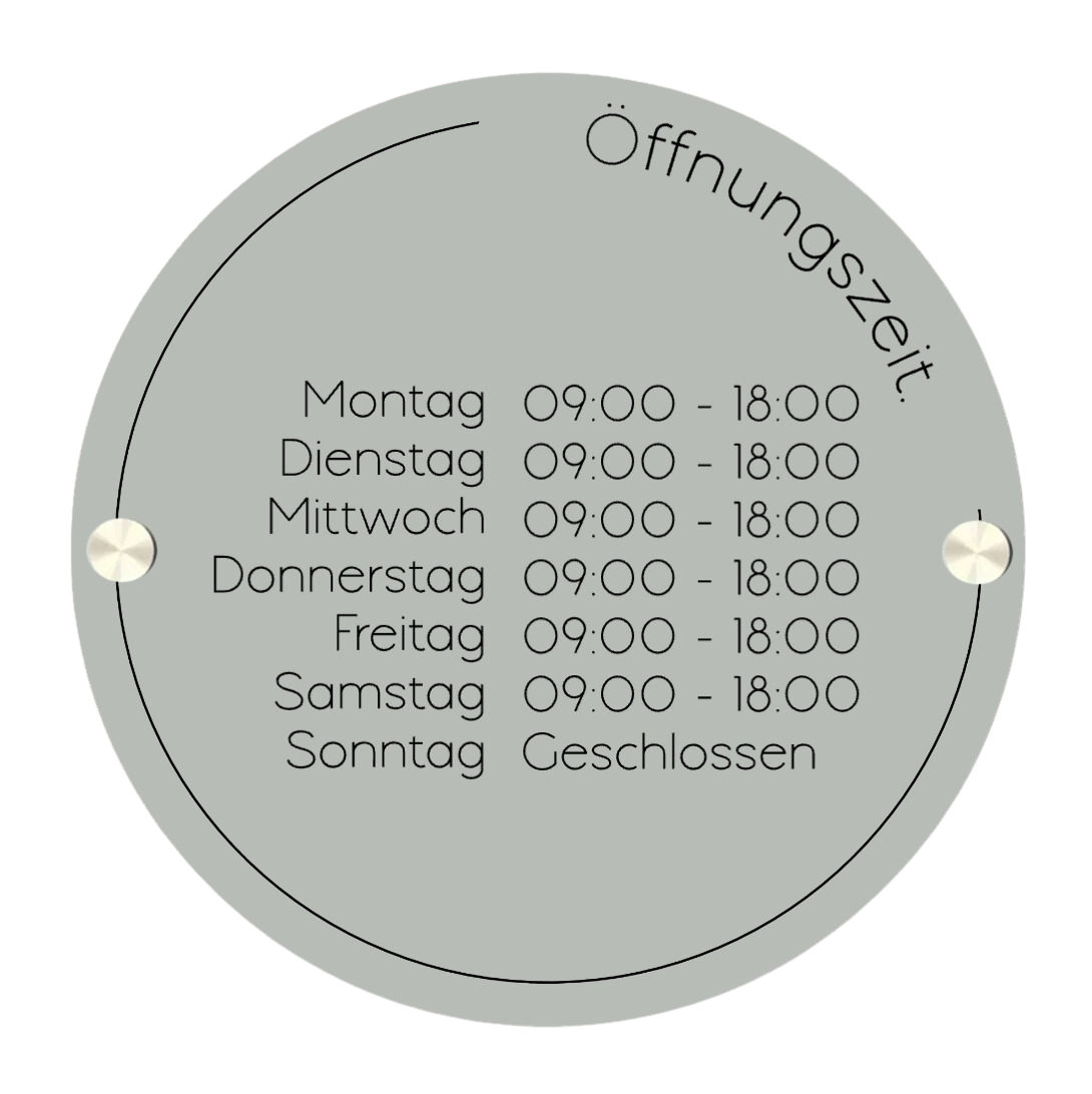 Label2X Naambordje rond Gestalten Sie Ihr eigenes Schild mit den Öffnungszeiten für Innen und Außen woonaccessoires homedecoratie