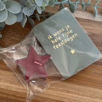 Label2X Kerstmis Groen kaartje - rood kaarsje Kaarsje met kaart Kaarsje met kaart woonaccessoires homedecoratie