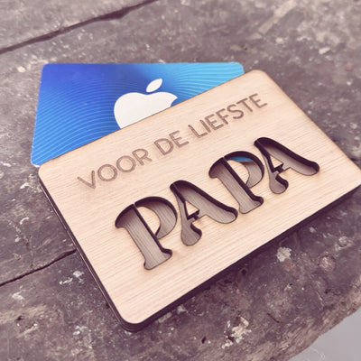 Label2X Houten giftcard houder woonaccessoires homedecoratie