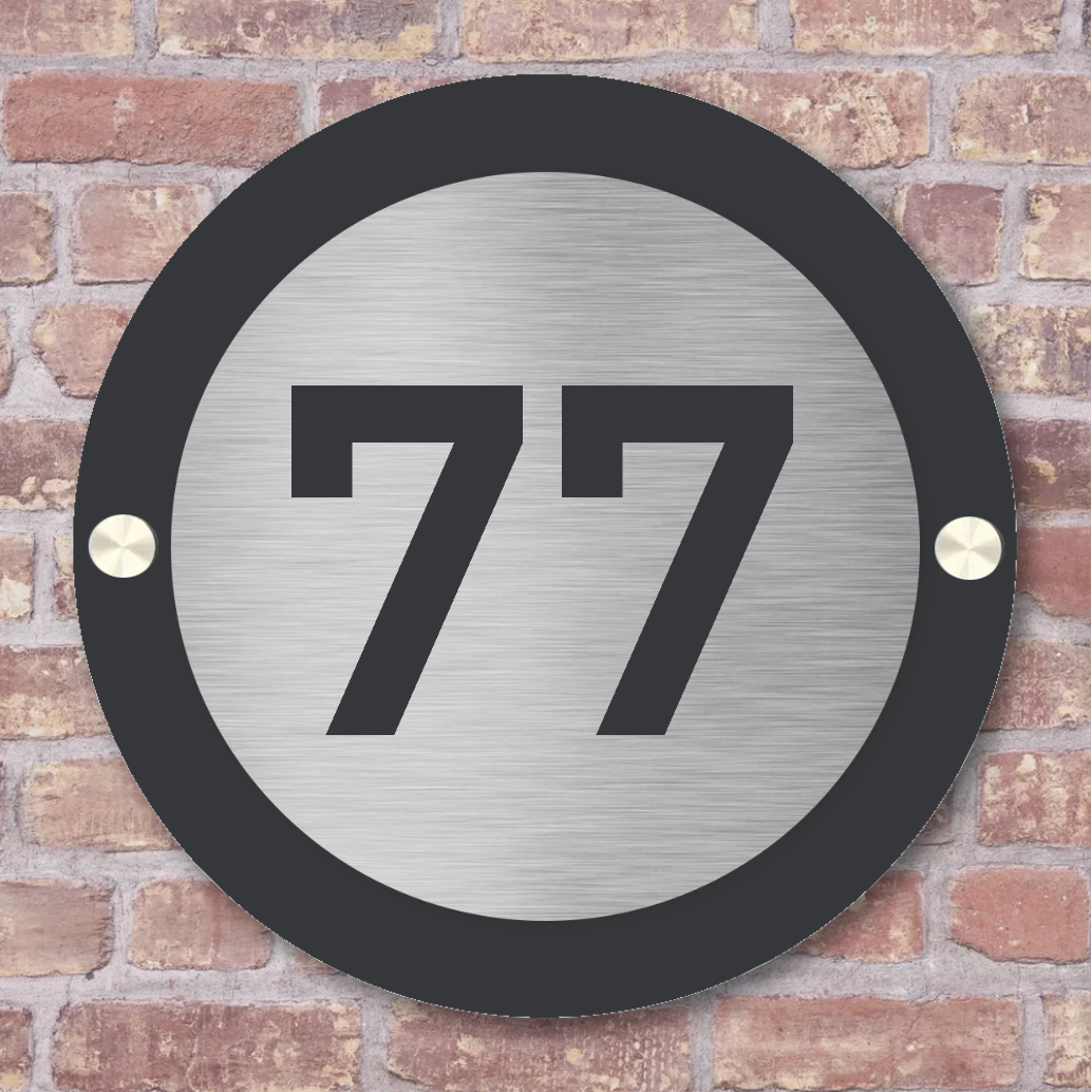 Label2X Losse huisnummers Huisnummerbord rond dubbel rvslook Huisnummerbord rond dubbel rvslook woonaccessoires homedecoratie