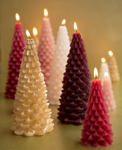 Label2X Kerstmis Kaars kerstboom aubergine XS Kaars kerstboom aubergine XS woonaccessoires homedecoratie