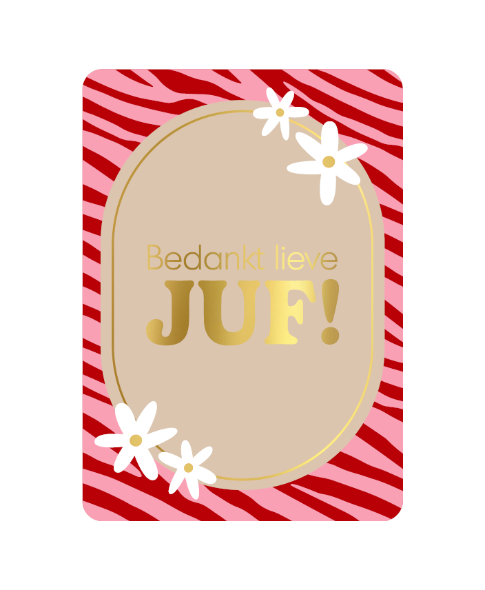 Label2X Kaarten Kaart bedankt lieve juf zebra Kaart bedankt lieve juf zebra woonaccessoires homedecoratie