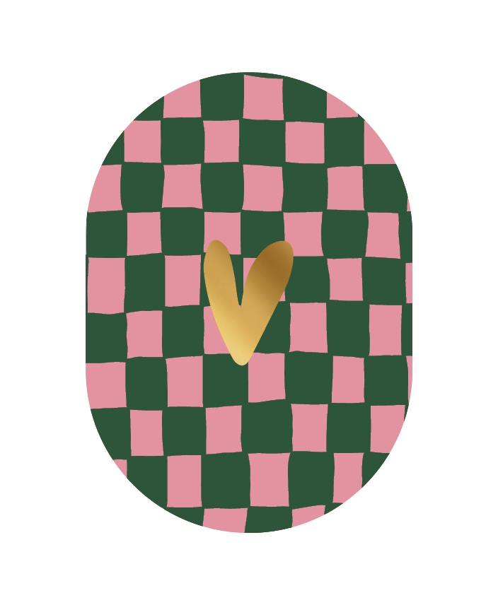 Label2X Kaarten Kaart ovaal grid groen hart Kaart ovaal grid groen hart woonaccessoires homedecoratie