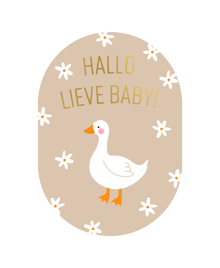 Label2X Kaarten Kaart ovaal hallo lieve baby Kaart ovaal hallo lieve baby woonaccessoires homedecoratie