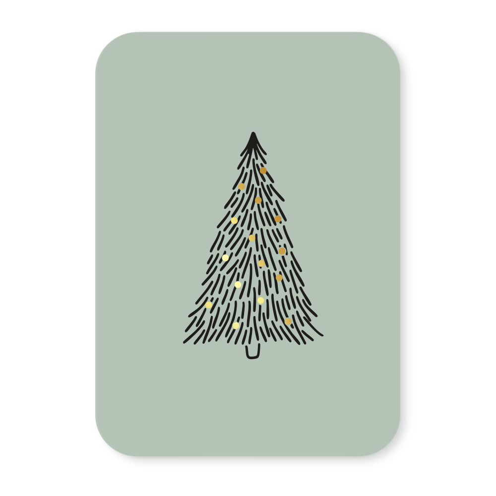 Label2X Kaarten Kaartje kerstboom (goudfolie) Kaartje kerstboom (goudfolie) woonaccessoires homedecoratie