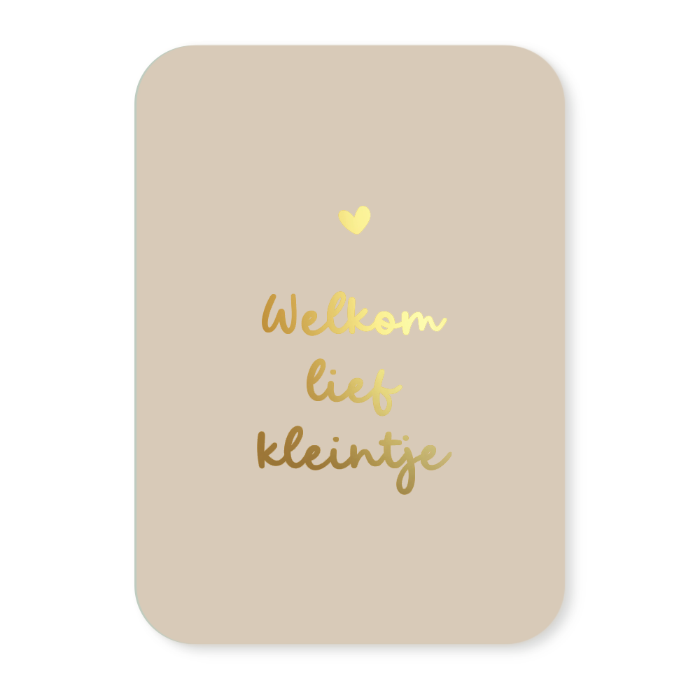 Label2X Kaarten Kaartje welkom lief kleintje (goudfolie) Kaartje welkom lief kleintje (goudfolie) woonaccessoires homedecoratie