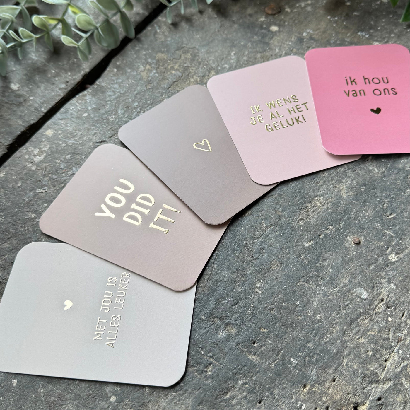 Label2X Kaarten Kaartjes 5st. neutrale kleur (goudfolie) Kaartjes 5st. neutrale kleur (goudfolie) woonaccessoires homedecoratie