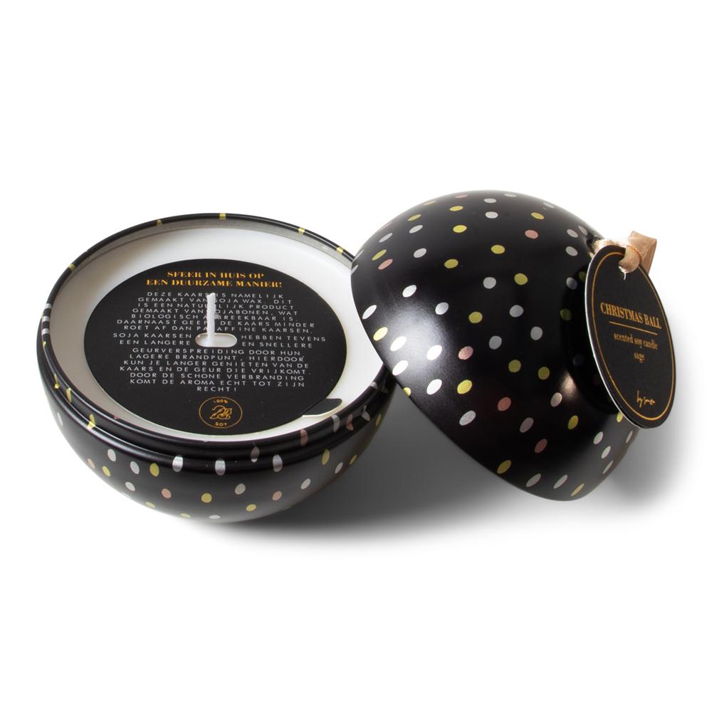 Label2X Kerstbal geurkaars zwart woonaccessoires homedecoratie