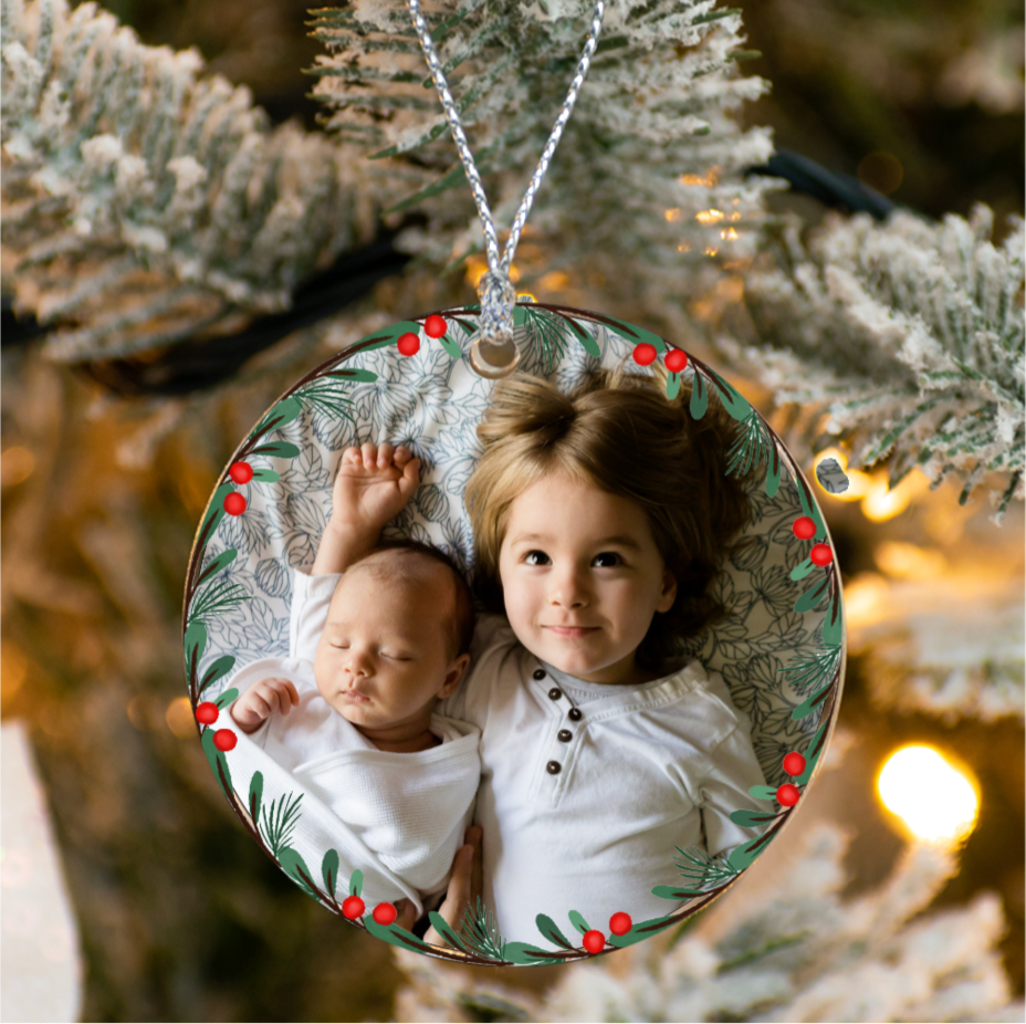 Label2X Kerstmis Kersthanger met eigen familiefoto en krans 