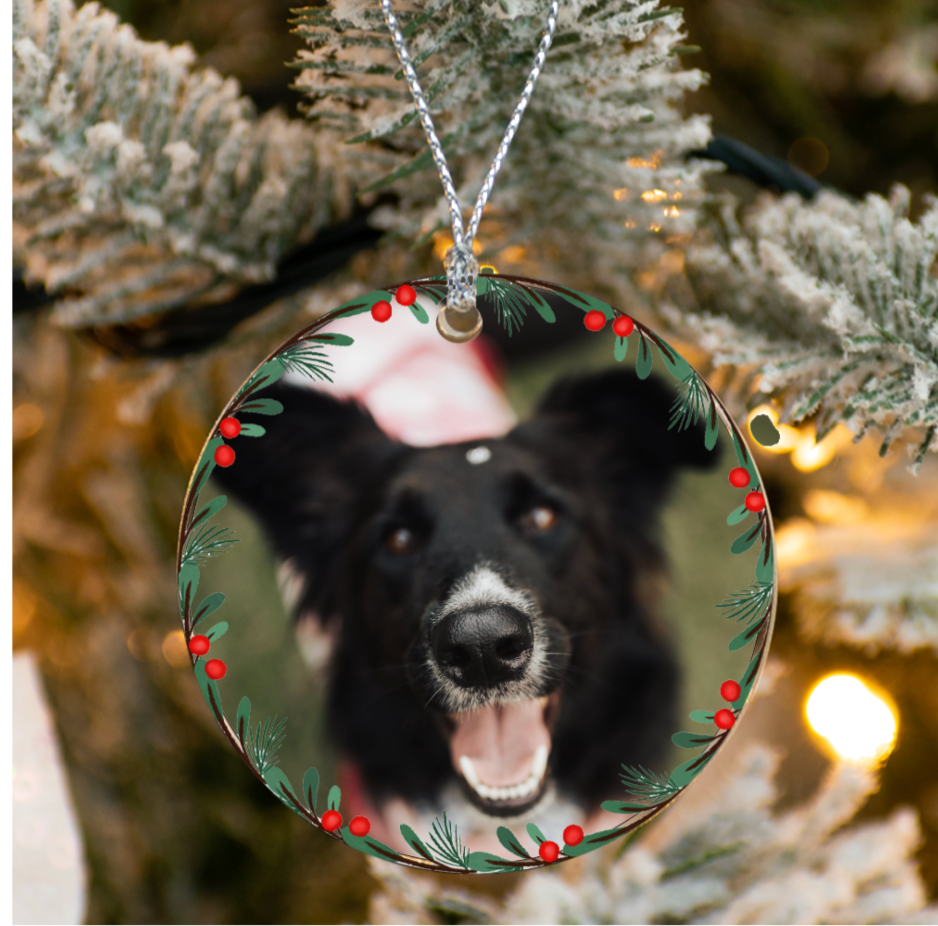 Label2X Kerstcollectie Kersthanger met eigen foto kerstkrans eromheen