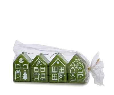 Label2X Kersthuisjes kaars groen 6090357629683 Kersthuisjes kaars groen woonaccessoires homedecoratie