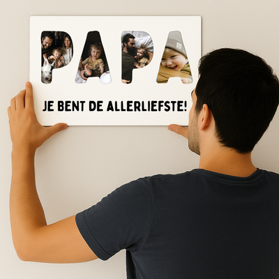 Label2X Letter collage papa 6090348627643 Letter collage papa woonaccessoires homedecoratie