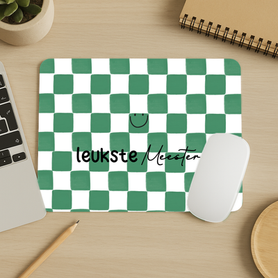 Label2X Minigift Muismat leukste meester grid groen Muismat leukste meester grid groen woonaccessoires homedecoratie