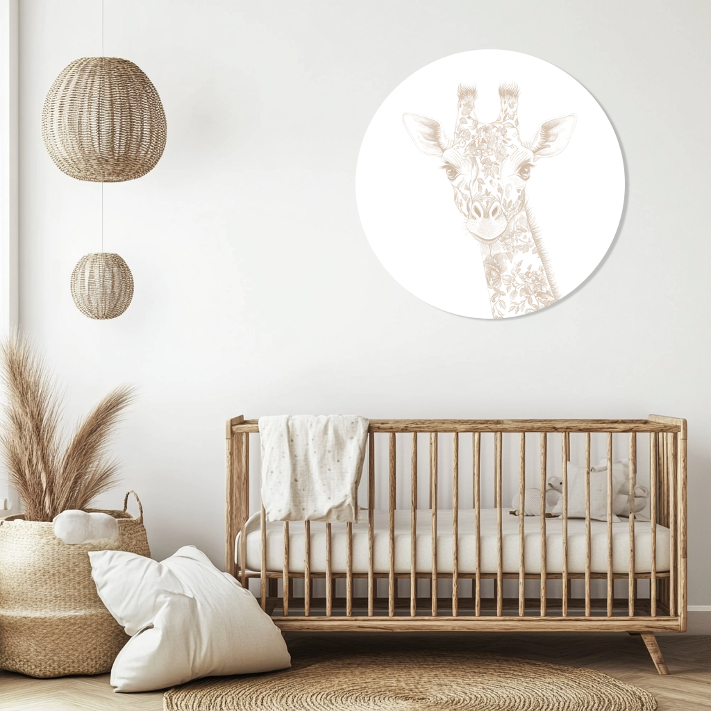 Label2X Muurcirkel kids Muurcirkel kids neutral giraffe Muurcirkel kids neutral giraffe woonaccessoires homedecoratie