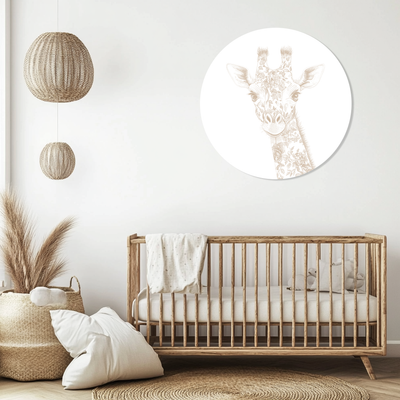 Label2X Muurcirkel kids Muurcirkel kids neutral giraffe Muurcirkel kids neutral giraffe woonaccessoires homedecoratie