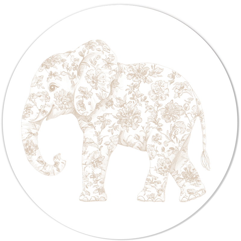 Label2X Muurcirkel kids Muurcirkel kids neutral olifantje Muurcirkel kids neutral olifantje woonaccessoires homedecoratie