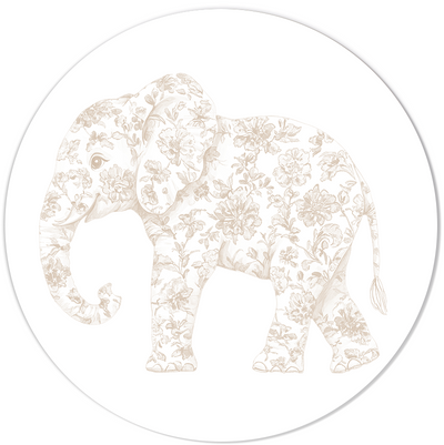Label2X Muurcirkel kids Muurcirkel kids neutral olifantje Muurcirkel kids neutral olifantje woonaccessoires homedecoratie