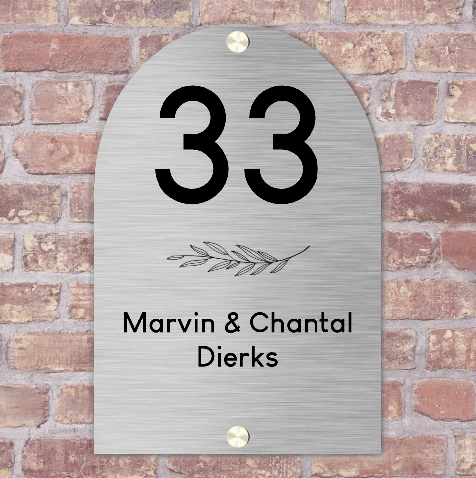 Label2X Naambordje arch Naambordje arch rvs look Naambordje arch rvs look woonaccessoires homedecoratie