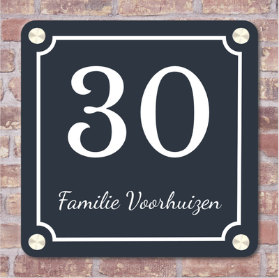 Label2X Naambordje vierkant Naambordje voordeur emaille look vierkant afgeronde hoeken woonaccessoires homedecoratie