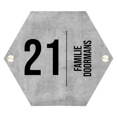 Label2X Naambordjes hexagon Naambordje voordeur hexagon betonlook verticaal woonaccessoires homedecoratie