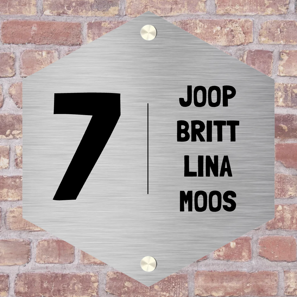 Label2X Naambordjes hexagon Naambordje voordeur hexagon modern rvslook Naambordje voordeur hexagon modern rvslook woonaccessoires homedecoratie