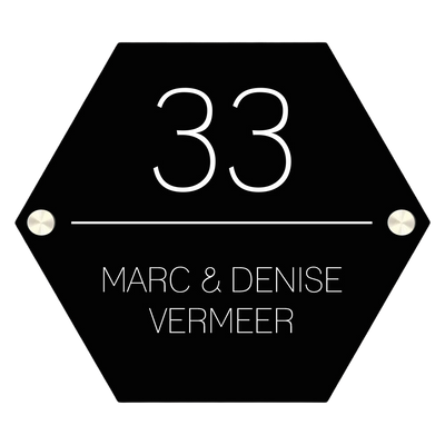 Label2X Naambordjes hexagon Naambordje voordeur hexagon zwart woonaccessoires homedecoratie
