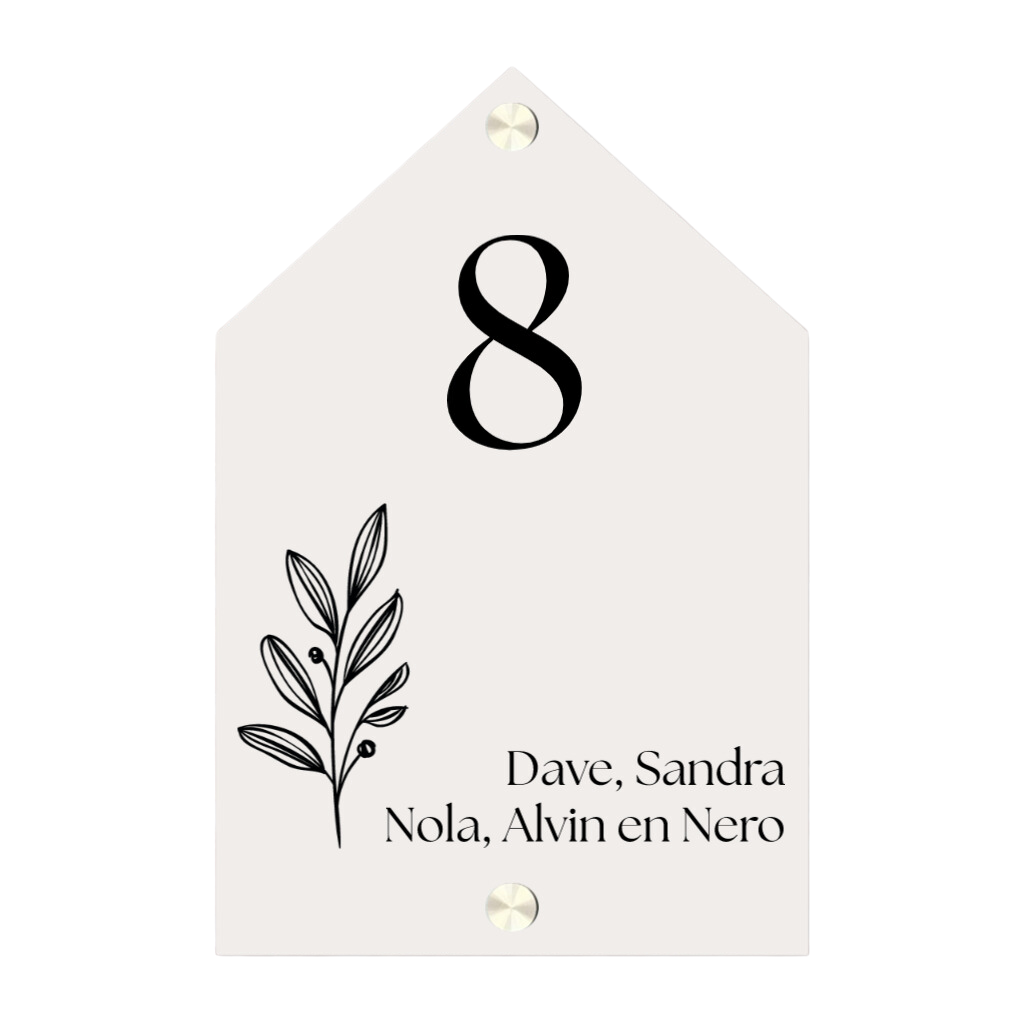 Label2X Naambordje scandi Naambordje voordeur huisje scandi bloem woonaccessoires homedecoratie