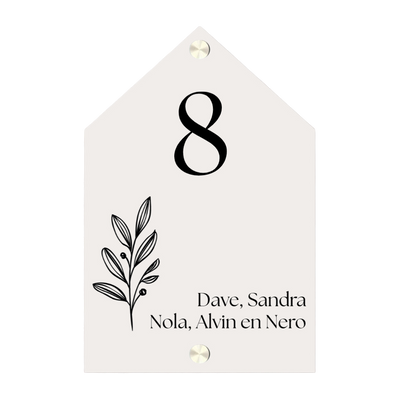 Label2X Naambordje scandi Naambordje voordeur huisje scandi bloem woonaccessoires homedecoratie