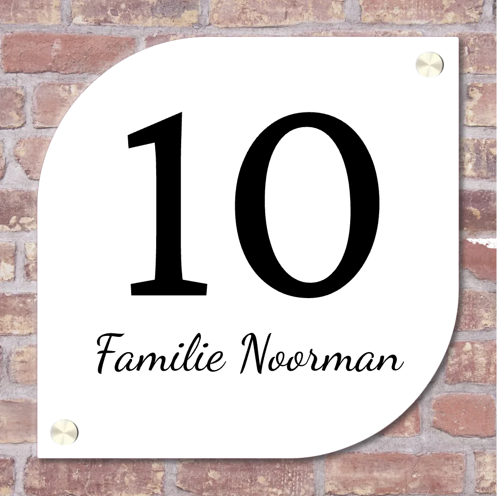 Label2X Naambordje rond Naambordje voordeur lux wit Naambordje voordeur lux wit woonaccessoires homedecoratie
