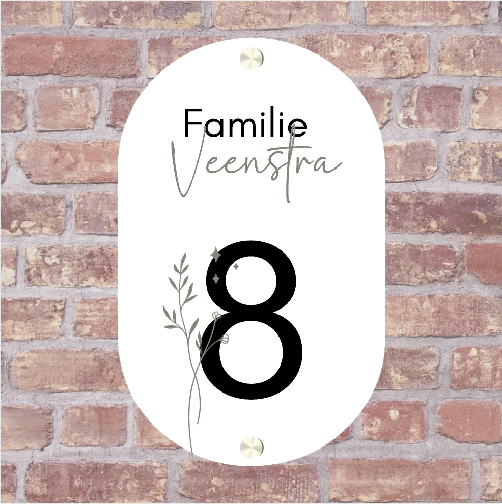 Label2X Naambordje ovaal Naambordje voordeur ovaal bloem Naambordje voordeur ovaal bloem woonaccessoires homedecoratie