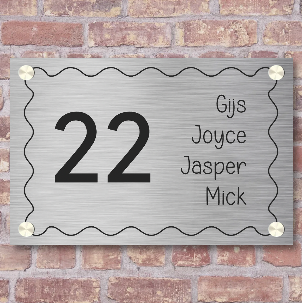 Label2X Naambordje rechthoek Naambordje voordeur rechthoek bubbel rvs-look Naambordje voordeur rechthoek bubbel rvs-look woonaccessoires homedecoratie