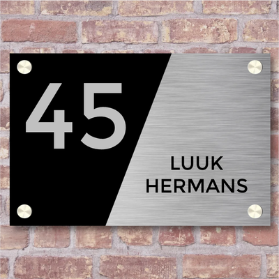 Label2X Naambordje rechthoek Naambordje voordeur rechthoek dubbel Naambordje voordeur rechthoek dubbel woonaccessoires homedecoratie