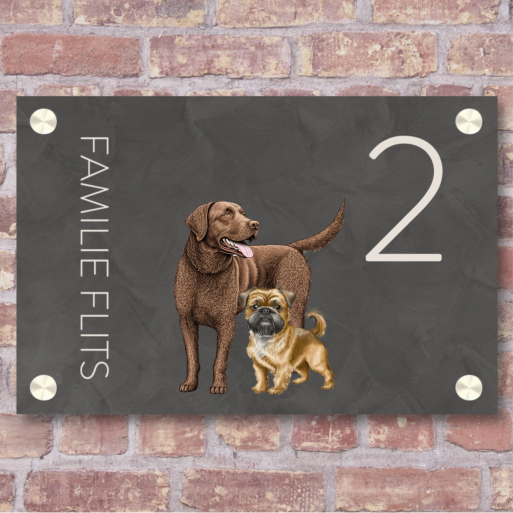 Label2X Naambordje rechthoek Naambordje voordeur rechthoek fullcolour met hond woonaccessoires homedecoratie