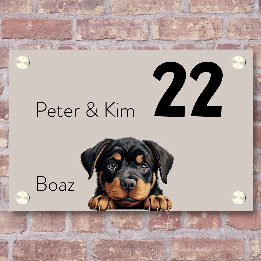 Label2X Naambordje rechthoek Naambordje voordeur rechthoek rottweiler Naambordje voordeur rechthoek rottweiler woonaccessoires homedecoratie
