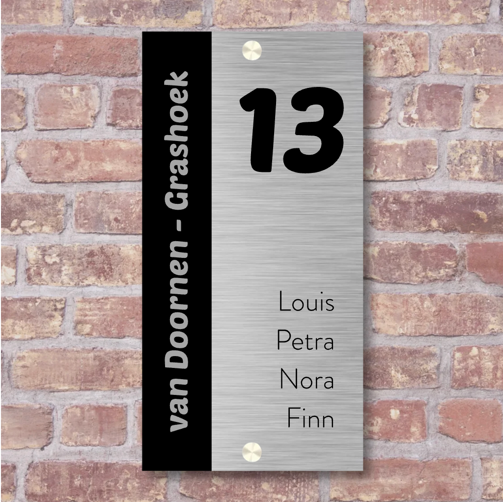 Label2X Naambordje rechthoek Naambordje voordeur rechthoek staand rvslook balk Naambordje voordeur rechthoek staand rvslook balk woonaccessoires homedecoratie