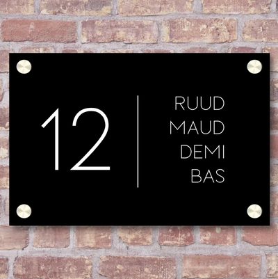 Label2X Naambordje rechthoek Naambordje voordeur rechthoek strak zwart woonaccessoires homedecoratie