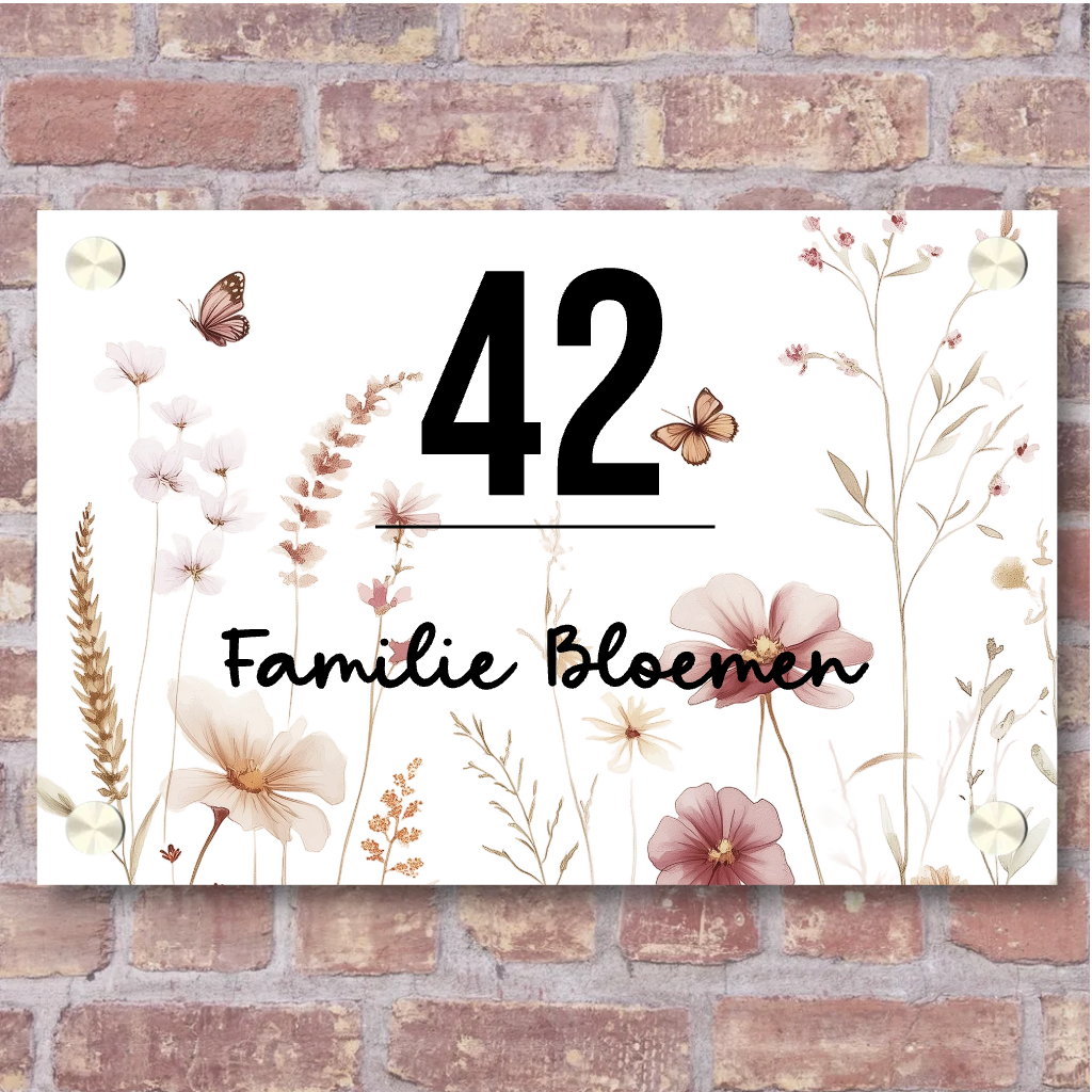 Label2X Naambordje rechthoek Naambordje voordeur rechthoek wildflower Naambordje voordeur rechthoek wildflower woonaccessoires homedecoratie