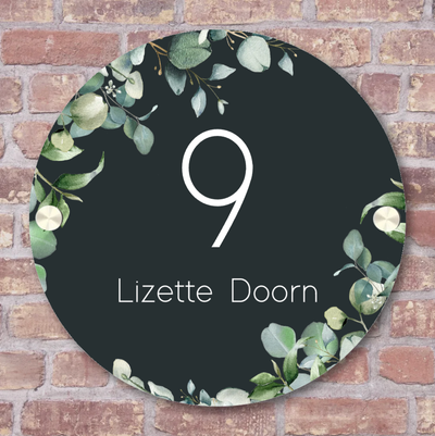 Label2X Naambordje rond Naambordje voordeur rond eucalyptus woonaccessoires homedecoratie