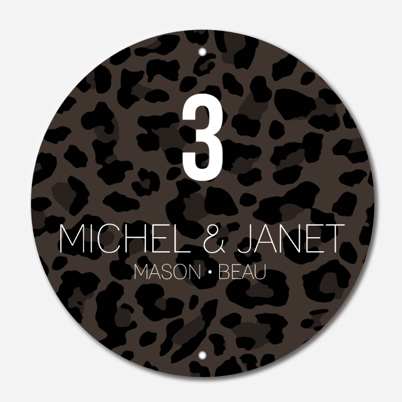 Label2X Naambordje rond Naambordje voordeur rond leopard woonaccessoires homedecoratie