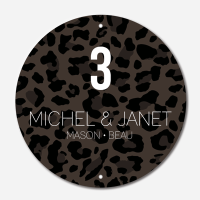 Label2X Naambordje rond Naambordje voordeur rond leopard woonaccessoires homedecoratie