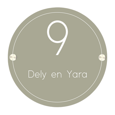 Label2X Naambordje rond Naambordje voordeur rond light olive woonaccessoires homedecoratie